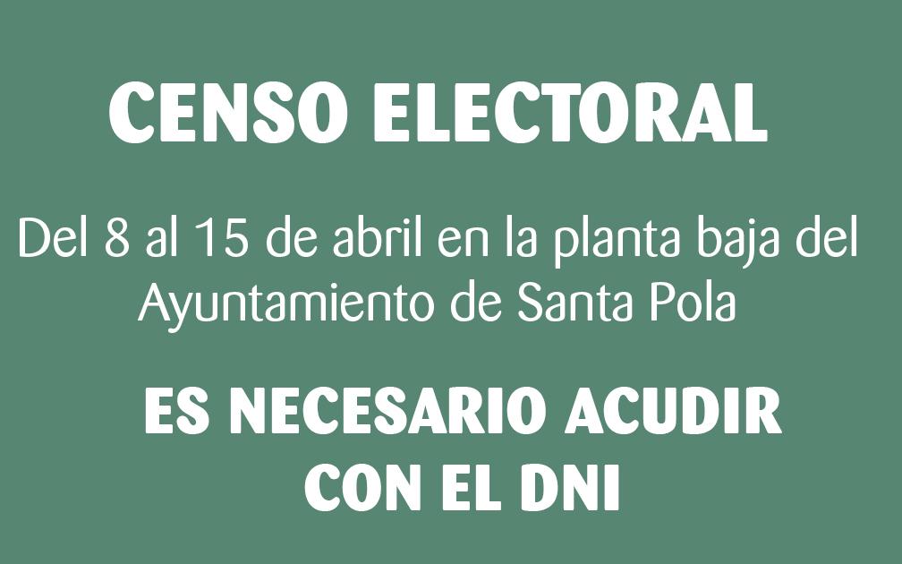 El Ayuntamiento de Santa Pola comprobará del 8 al 15 de abril el censo electoral de la localidad